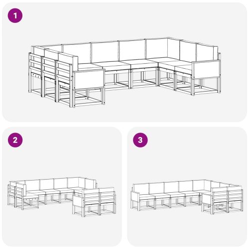 Комплект дивани за открито 9 pcs Натурален и Крема
