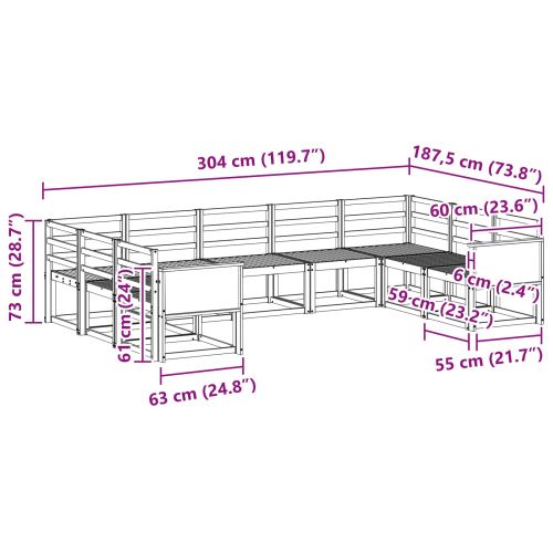 Комплект дивани за открито 9 pcs Натурално