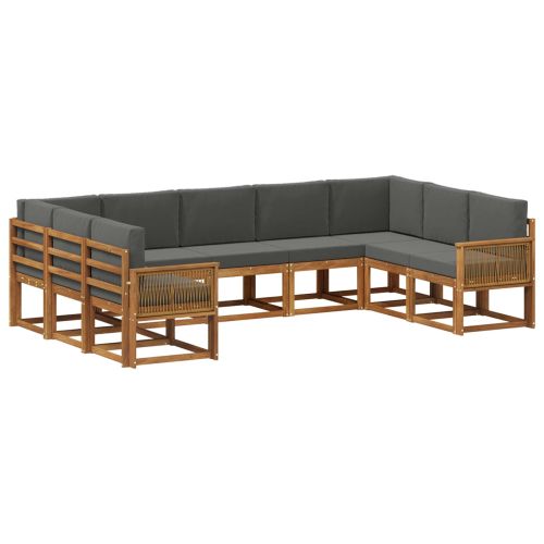 Комплект дивани за открито 9 pcs Натурален и Антрацит