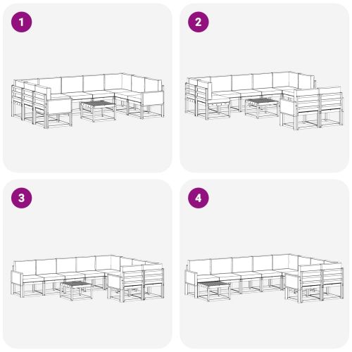 Комплект дивани за открито 10 pcs Натурален и Антрацит