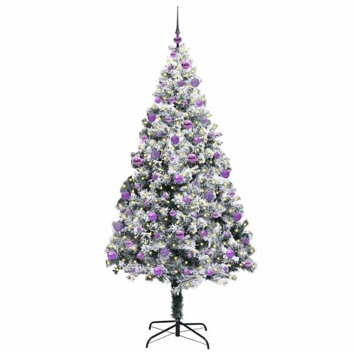 С изкуствено коледно дърво с 300 LED светодиода Бяло 210 cm
