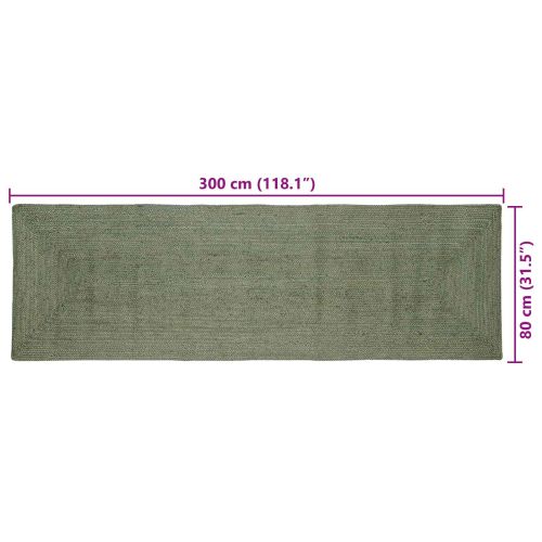 Килими за помещение Правоъгълна Маслиненозелено 80 x 300 cm