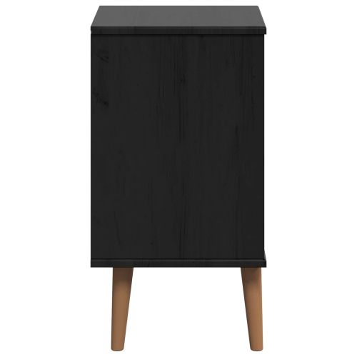 Нощен шкаф с чекмедже Черен 40 x 35 x 65 см Масивна боровина