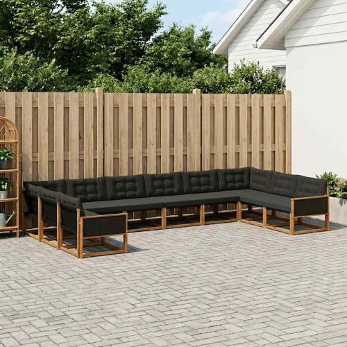 Комплект дивани за открито 10 pcs Естествено и черно