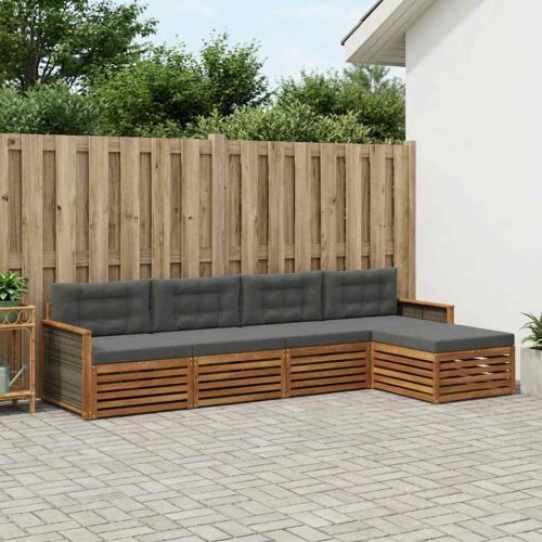 Комплект дивани за открито 5 pcs Натурален и Антрацит