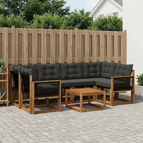Комплект дивани за открито 7 pcs Естествено и черно