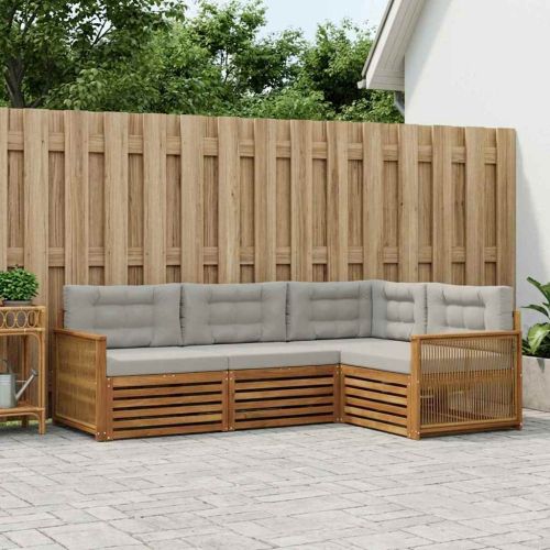 Комплект дивани за открито 4 pcs Натурално и светлосиво