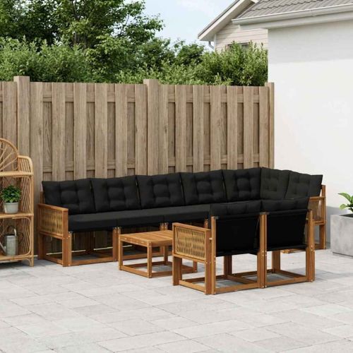 Комплект дивани за открито 9 pcs Естествено и черно