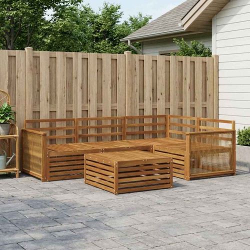 Комплект дивани за открито 5 pcs Натурално