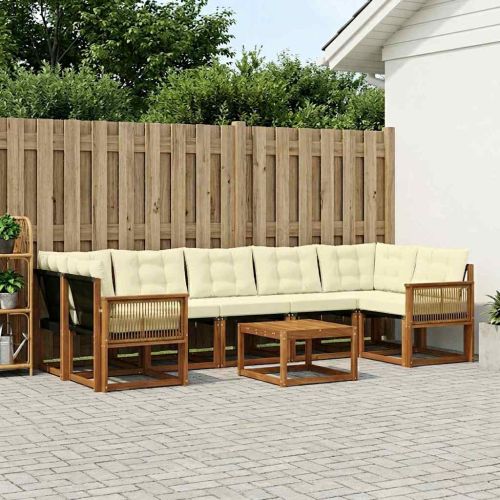 Комплект дивани за открито 8 pcs Натурален и Крема