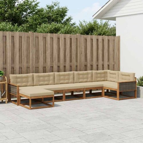 Комплект дивани за открито 7 pcs Натурален и Бежов