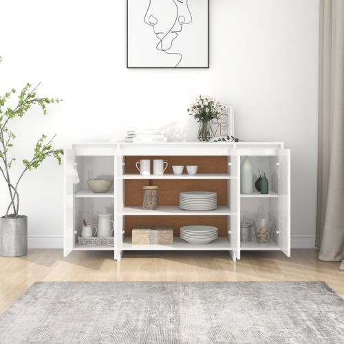 Бюфет бял гланц 135x41x75 см инженерно дърво