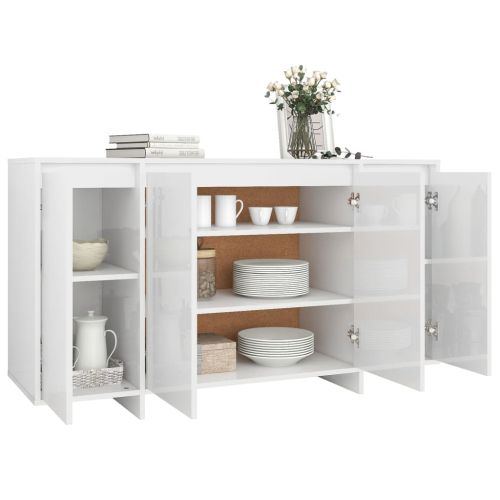 Бюфет бял гланц 135x41x75 см инженерно дърво