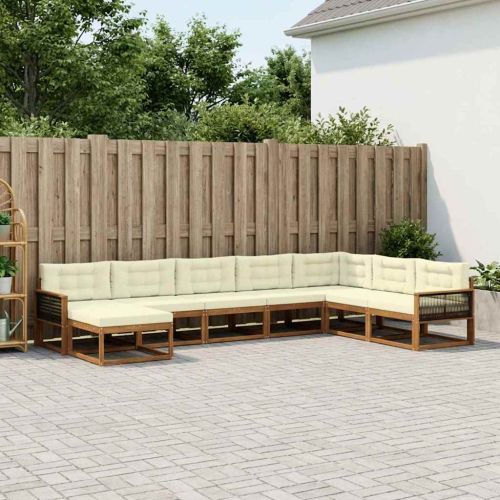 Комплект дивани за открито 8 pcs Натурален и Крема