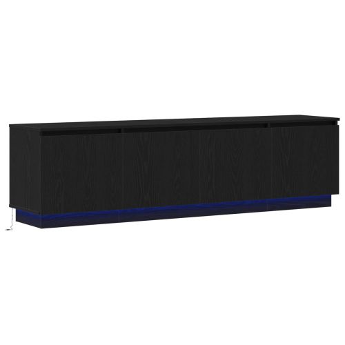 ТВ шкаф с LED Черния дъб 180 x 38 x 49 см Инженерно дърво