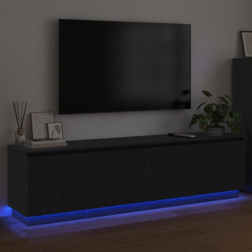 ТВ шкаф с LED Черния дъб 180 x 38 x 49 см Инженерно дърво