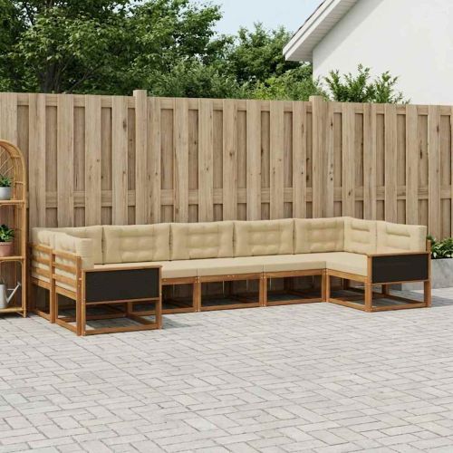 Комплект дивани за открито 7 pcs Натурален и Бежов
