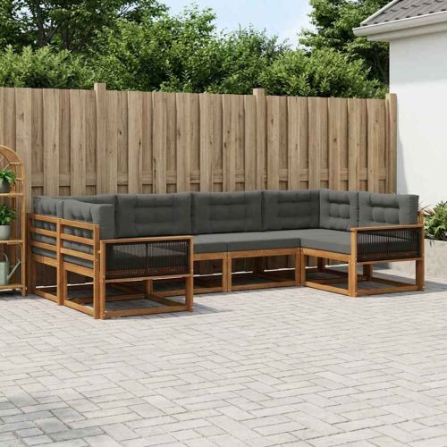 Комплект дивани за открито 6 pcs Натурален и Антрацит