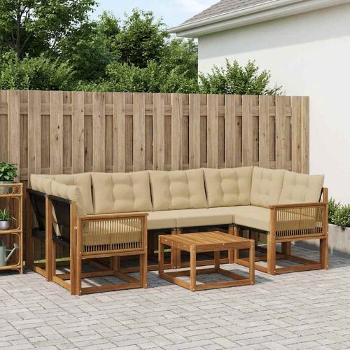 Комплект дивани за открито 7 pcs Натурален и Бежов