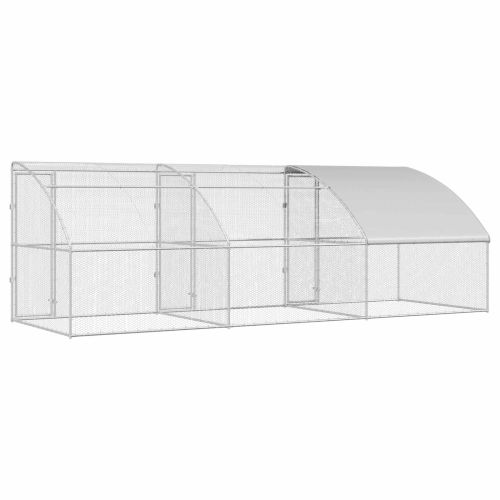 Клетка за пилета 3 pcs Сребрист 600 x 200 x 200 см Стомана и PE