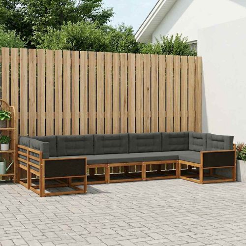 Комплект дивани за открито 7 pcs Натурален и Антрацит