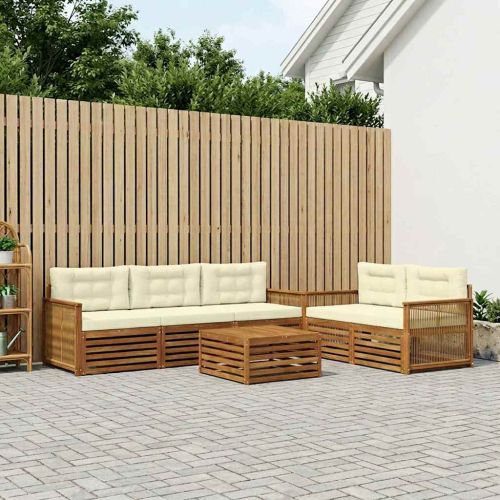 Комплект дивани за открито 6 pcs Натурален и Крема