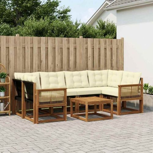 Комплект дивани за открито 7 pcs Натурален и Крема