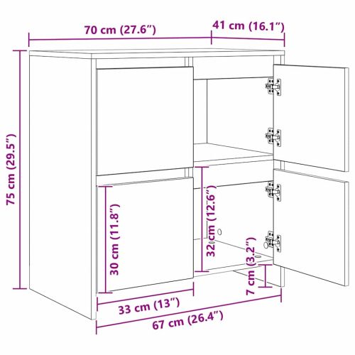 Служебен шкаф 2 pcs Старо дърво 70 x 41 x 75 см Инженерно дърво
