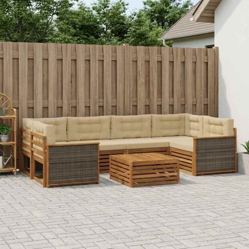 Комплект дивани за открито 7 pcs Натурален и Бежов