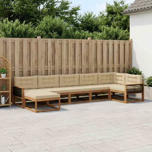 Комплект дивани за открито 7 pcs Натурален и Бежов