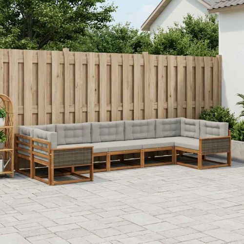 Комплект дивани за открито 7 pcs Натурално и светлосиво