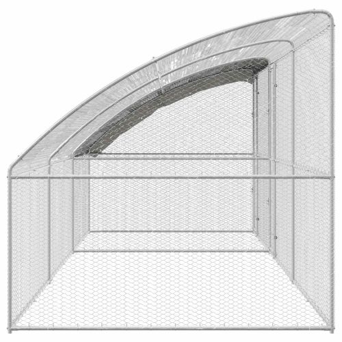 Клетка за пилета 3 pcs Сребрист 600 x 200 x 200 см Стомана и PE
