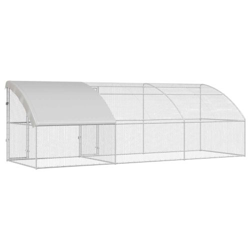 Клетка за пилета 3 pcs Сребрист 600 x 200 x 200 см Стомана и PE
