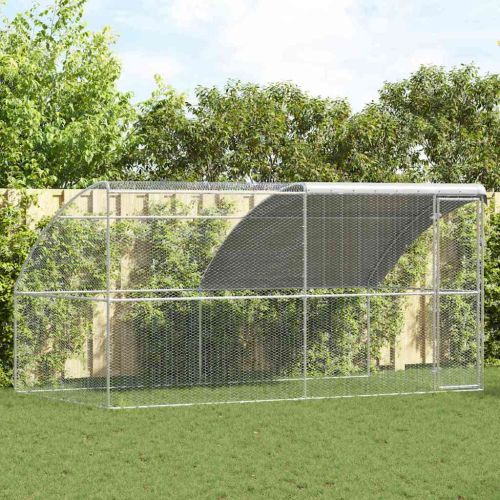 Клетка за пилета 2 pcs Сребрист 400 x 200 x 200 см Стомана и PE