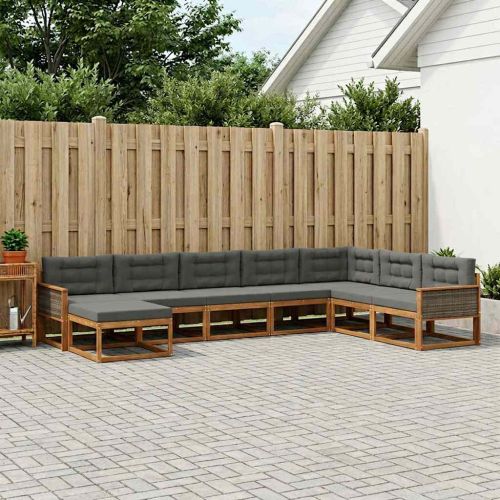 Комплект дивани за открито 8 pcs Натурален и Антрацит
