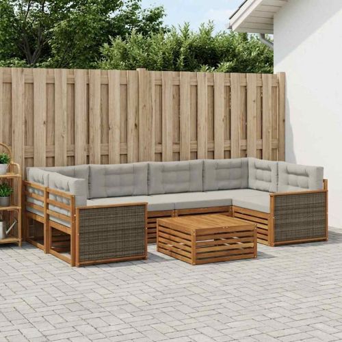 Комплект дивани за открито 7 pcs Натурално и светлосиво
