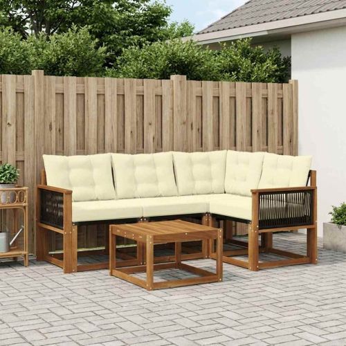 Комплект дивани за открито 5 pcs Натурален и Крема