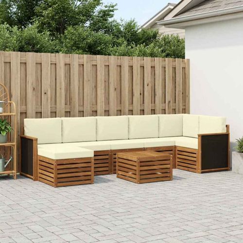 Комплект дивани за открито 7 pcs Натурален и Крема