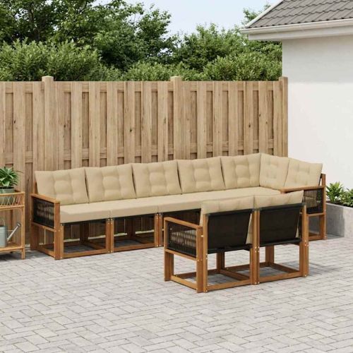 Комплект дивани за открито 8 pcs Натурален и Бежов