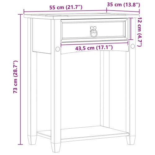 Конзолна масичка Бяло 55 x 35 x 73 см Солидно борово дърво