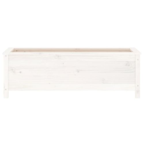 Градинско повдигнато легло, бяло, 119,5x40x39 см, бор масив