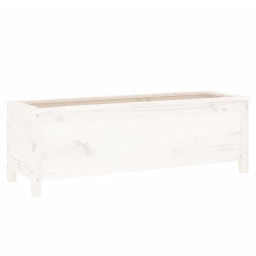 Градинско повдигнато легло, бяло, 119,5x40x39 см, бор масив