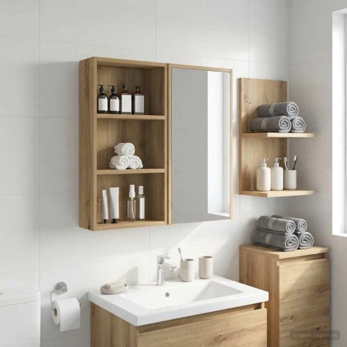 Банен стенен шкаф с рафт Дъб Артизан 40 x 14 x 70 см