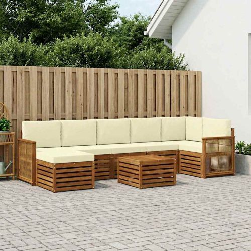 Комплект дивани за открито 7 pcs Натурален и Крема