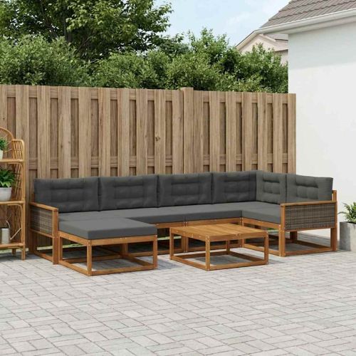 Комплект дивани за открито 7 pcs Натурален и Антрацит