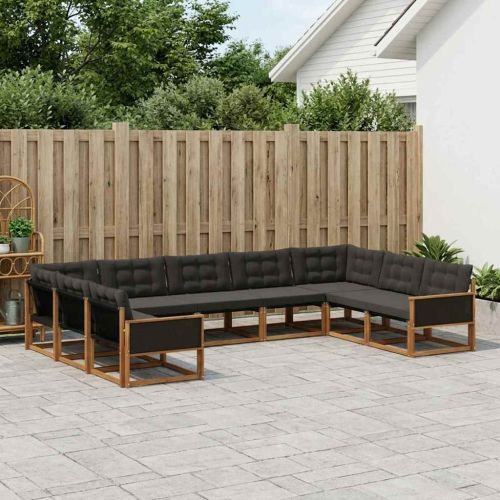 Комплект дивани за открито 9 pcs Естествено и черно