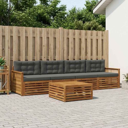 Комплект дивани за открито 5 pcs Натурален и Антрацит