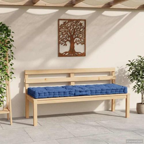 Палетна възглавница за под, памук, 120x40x7 см, светлосиня