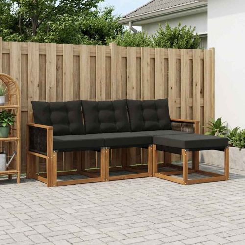 Комплект дивани за открито 4 pcs Естествено и черно