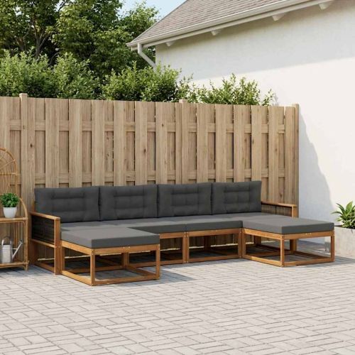 Комплект дивани за открито 6 pcs Натурален и Антрацит